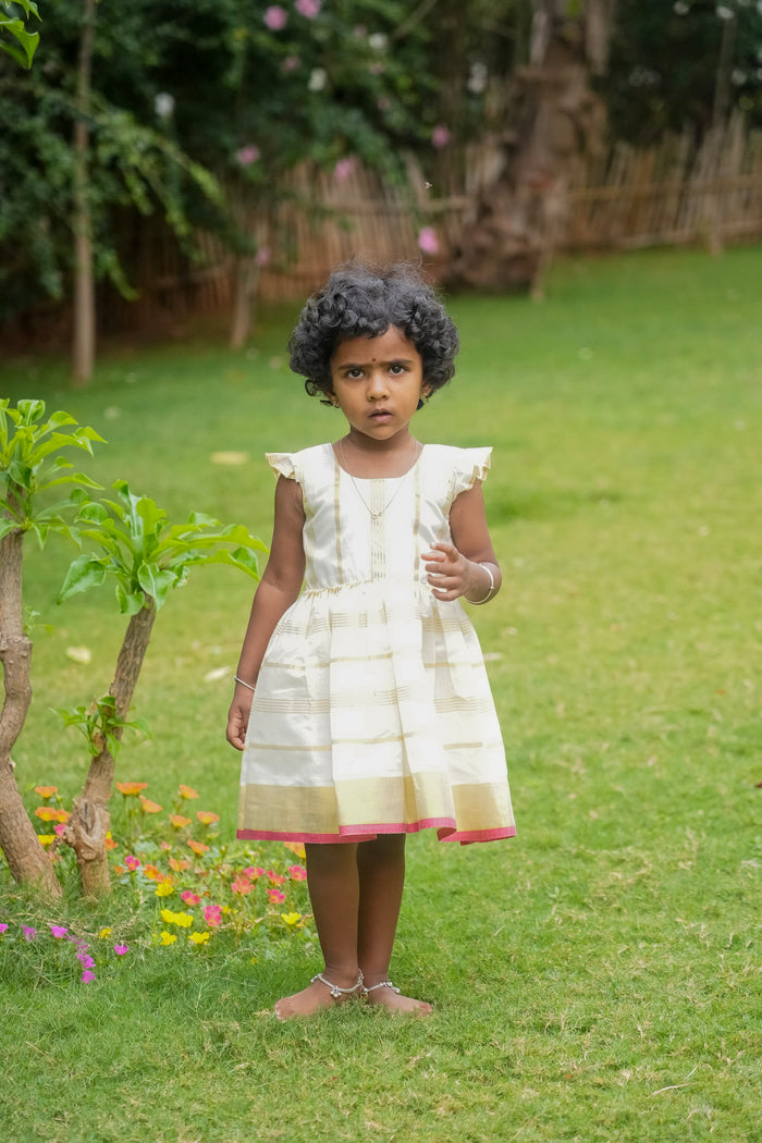 Striped Kasavu frock