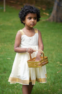 Classic Kerala Kasavu frock