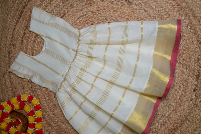 Striped Kasavu frock