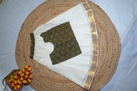 Ajrak printed top and Kasavu skirt