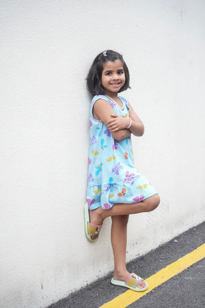 Butterfly printed Sleeveless frock