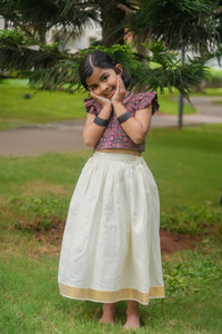 Ajrak printed top and Kasavu skirt