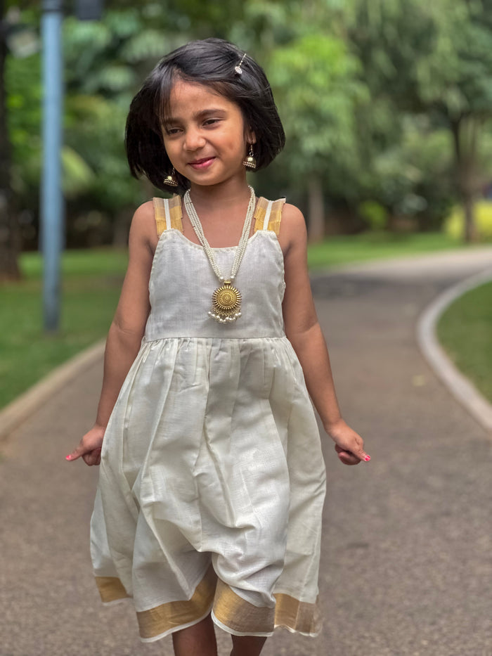 Classic Kerala Kasavu frock